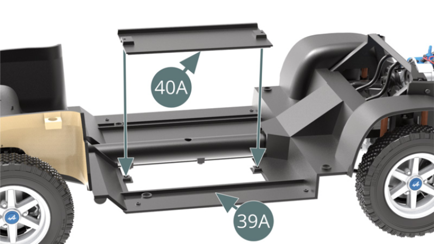 Place the floor panel (40A) on the chassis floor (39A).