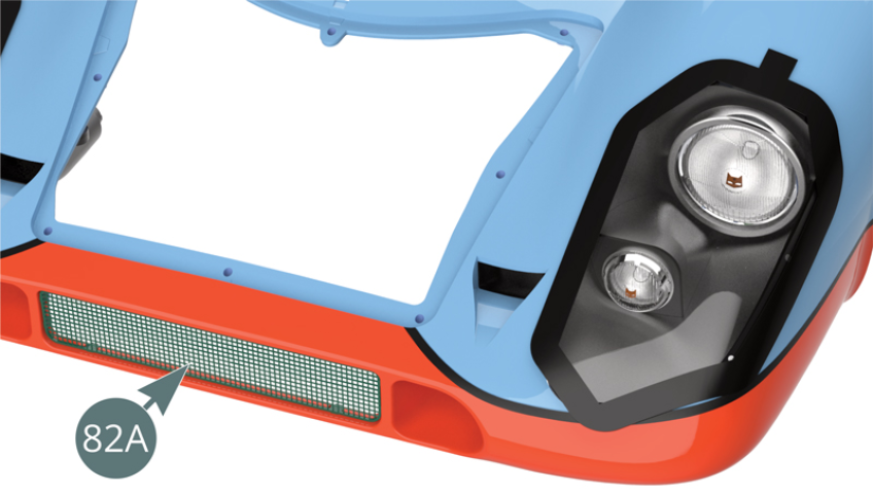 The ventilation grille (82A) is attached to the body.