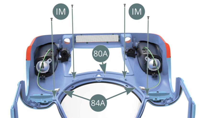 Attach the upper roll bar (84A) to the body (80A) with four additional IM screws.