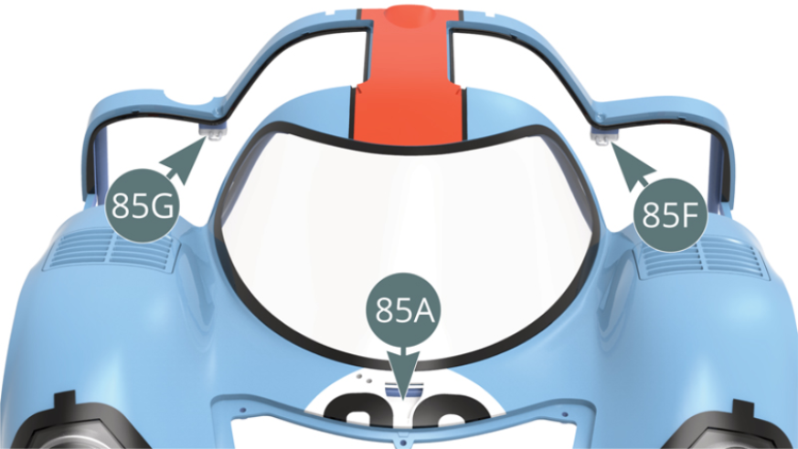 The right (85G) and left (85F) door locks are mounted on the body (80A).