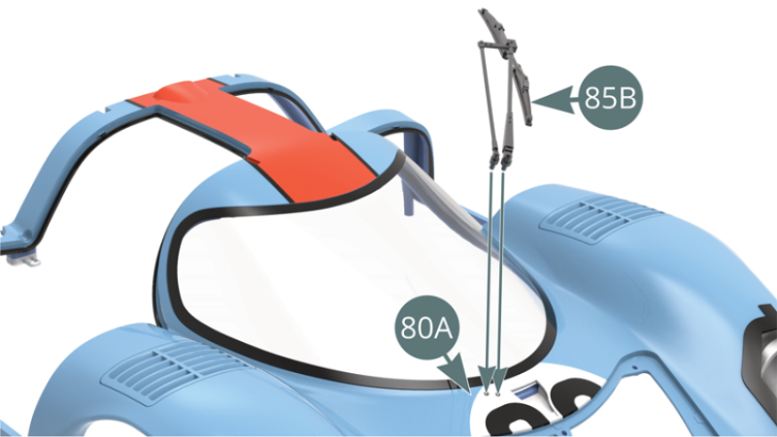 Position the wiper (85B) on the body (80A).