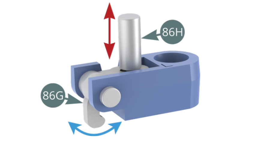 Press the release button (86H) to ensure that the latch (86G) swings out.