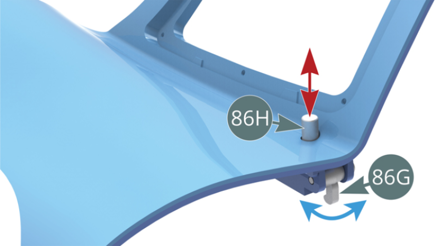 Press the release button (86H) again to ensure that the latch (86G) still swings out correctly.