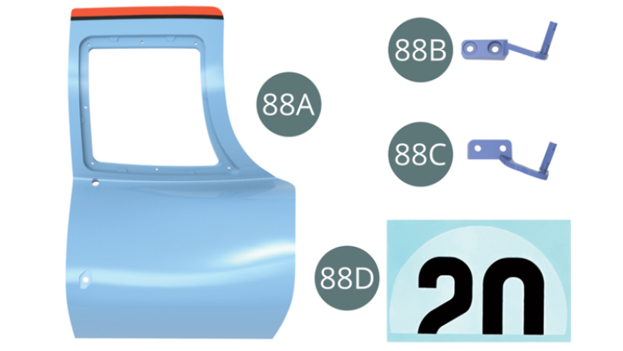88A Right door 88B Lower hinge 88C Top hinge 88D Decal (x 2)