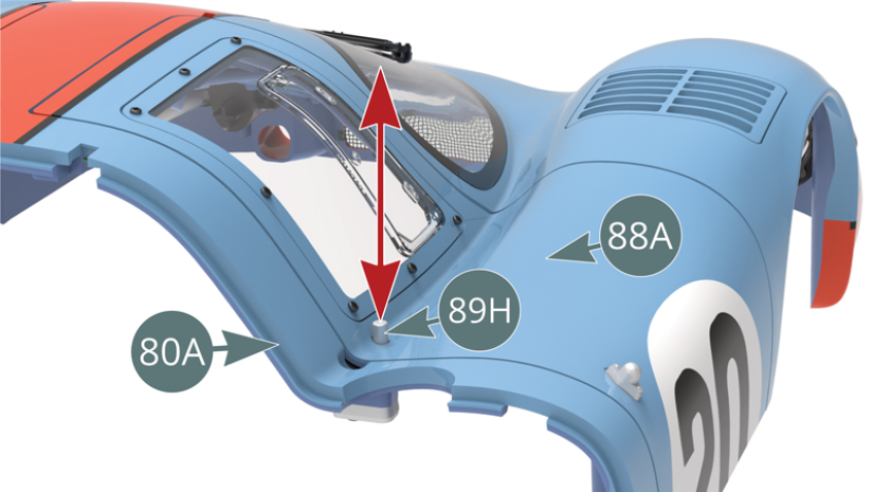 Press the release button (89H) to check that the right door (88A) opens correctly as shown below.