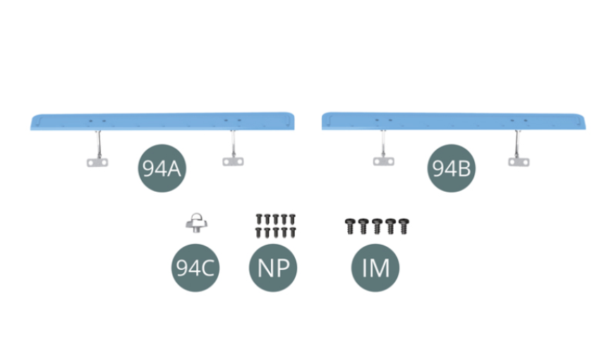 94A Left side spoiler (L)94B Right side spoiler (R)94C Rear bonnet lightScrew NP M 1.2 x 2.5 mm (x 10)Screw IM M 1.7 x 3.5 mm (x 5)