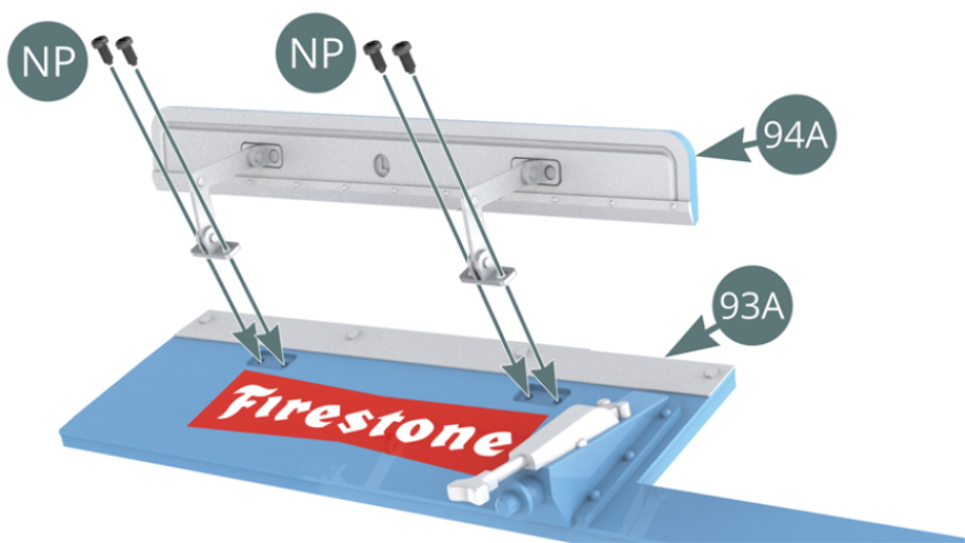 Position the left spoiler (94A) on the rear bonnet panel (93A) and secure with four NP screws.Position the right spoiler (94B) on the rear bonnet panel (93A) and secure with four NP screws.