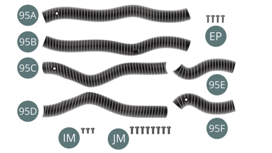 95A Left half ventilation duct95B Left half ventilation duct95C Right half ventilation duct95D Right half ventilation duct95E Right half ventilation duct95F Right half ventilation ductScrew EP M 1.7 x 5 mm (x 4)Screw IM M 1.7 x 3.5 mm (x 3)Screw JM M 2.0 x 5 mm (x 8)