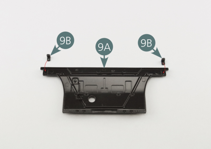 Position the two brackets (9B) on the firewall (9A) and secure each one with a CM screw. The protruding part of the brackets must face upwards.