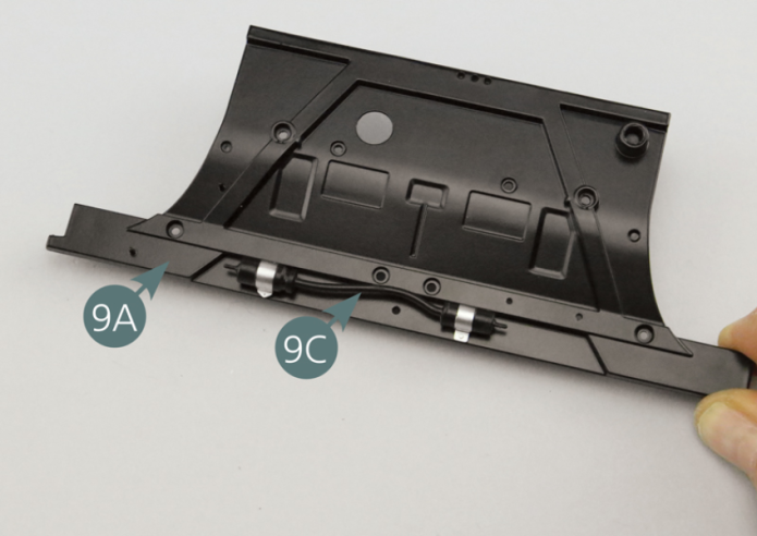 Position the oil filter and pump (9C) on the firewall (9A) as shown on the picture.
