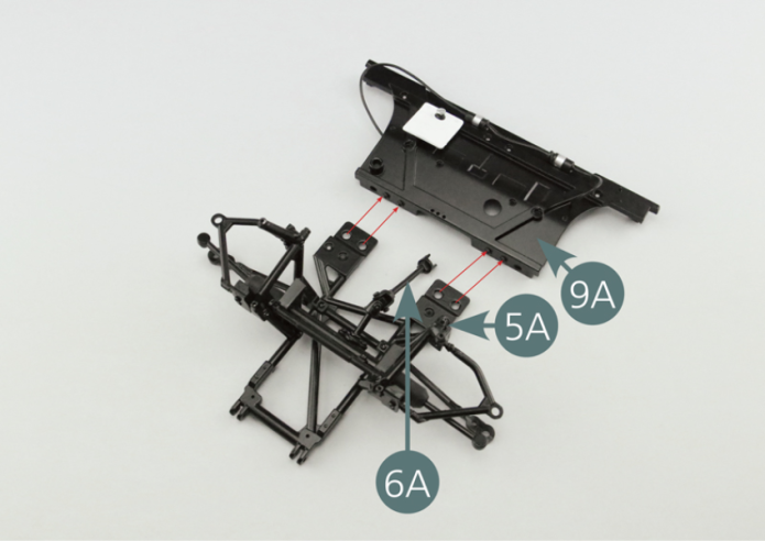 Position the firewall (9A) on the lower frame (5A) and the right (8F) and left (7F) side frames, passing the intermediate shaft (6A) through the opening in the firewall (9A).