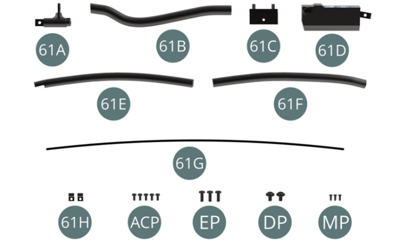 61A Arch support 61B Front reinforcement arch 61C Service box 61D Electrical box 61E Left reinforcement arch 61F Right reinforcement arch 