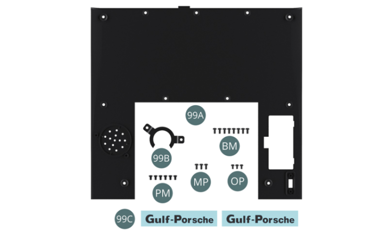 99A Flat floor panel99B Fixing bracket99C Decal (x 2)Screw BM M 2.0 x 4 mm (x 8)Screw PM M 2.0 x 4 mm (x 6)Screw MP M 2.0 x 4 mm (x 3)Screw OP M 1.7 x 3 mm (x 3)