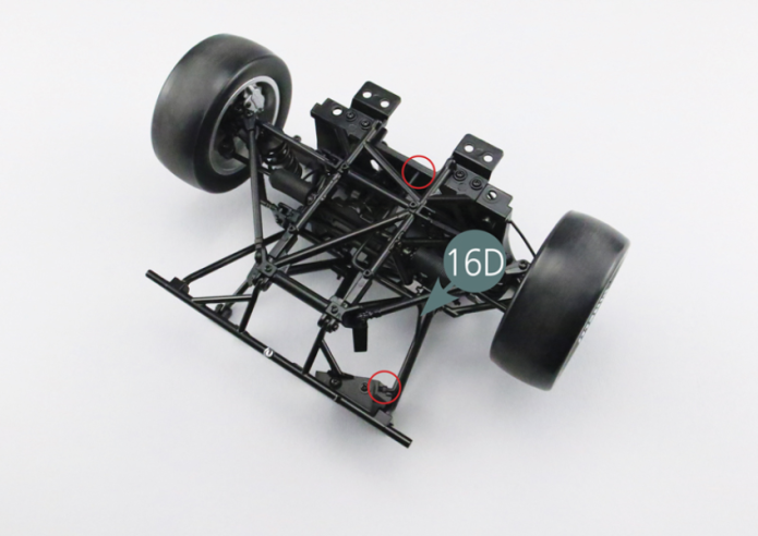 Position the oil radiator hose (16D), as shown in the picture.