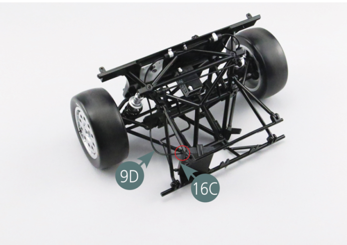 Connect the end of the oil hose (9D) to the oil radiator (16C).