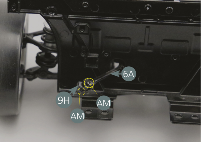Detach the universal joint (9H) from the intermediate shaft (6A), as well as the two AM screws, circled in yellow. The universal joint (9H) will be reused in a later stage.
