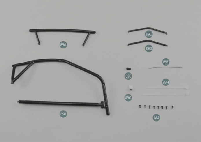 89A Rear roll bar tube 89B Right roll bar cage 89C Left front roll bar bracket (driver side) 89D Right front roll bar bracket (co-driver side) 