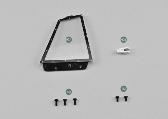 97A Right rear quarter window 97B Upper right rear hinge 