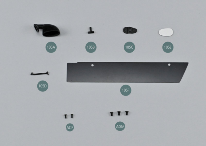 105A Left exterior mirror 105B Mirror joint 105C Mirror support 105D Support rod 