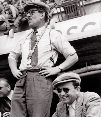 Ferry Porsche (right) and Fritz Huschke von Hanstein, head of Porsche's racing department, at the 1953 24 Hours of Le Mans. © IXO Collections SAS - Tous droits réservés. Crédits photo © Porsche