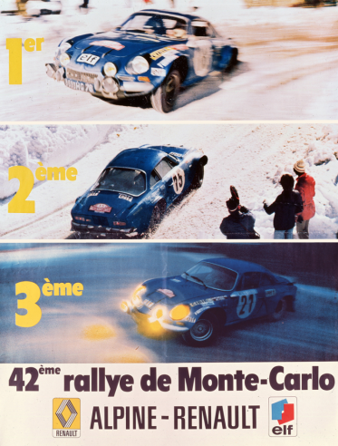 Alpine's historic triumph at the Monte Carlo Rally was a great showcase for the Renault sales network. © IXO Collections SAS - Tous droits réservés. Crédits photo ©  Renault D.R. / Archives et Collections