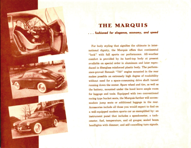 Der Marquis" war sogar das Thema einer Werbebroschüre, in der alle Qualitäten eines "modernen Sportwagens" angepriesen wurden. © IXO Collections SAS - Tous droits réservés. Crédits photo ©  Renault D.R. / Archives et Collections
