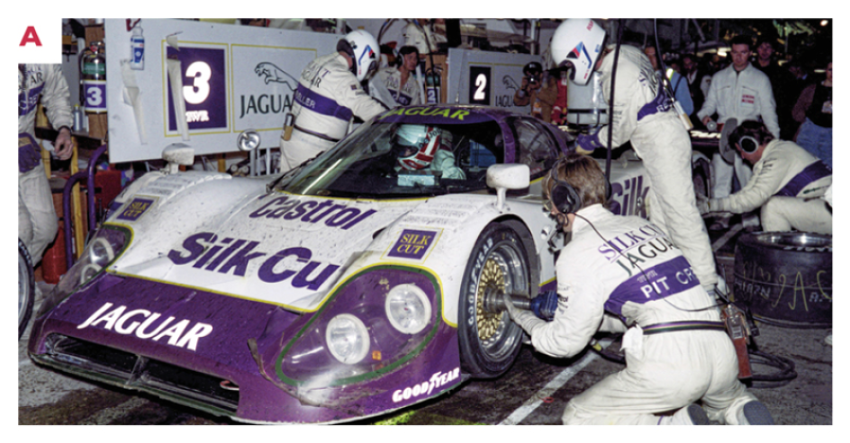A. The No. 3 XJR12 driven by Nielsen, Cobb and Brundle during a pit stop on the night of 16-17 June 1990. © IXO Collections SAS - Tous droits réservés. 