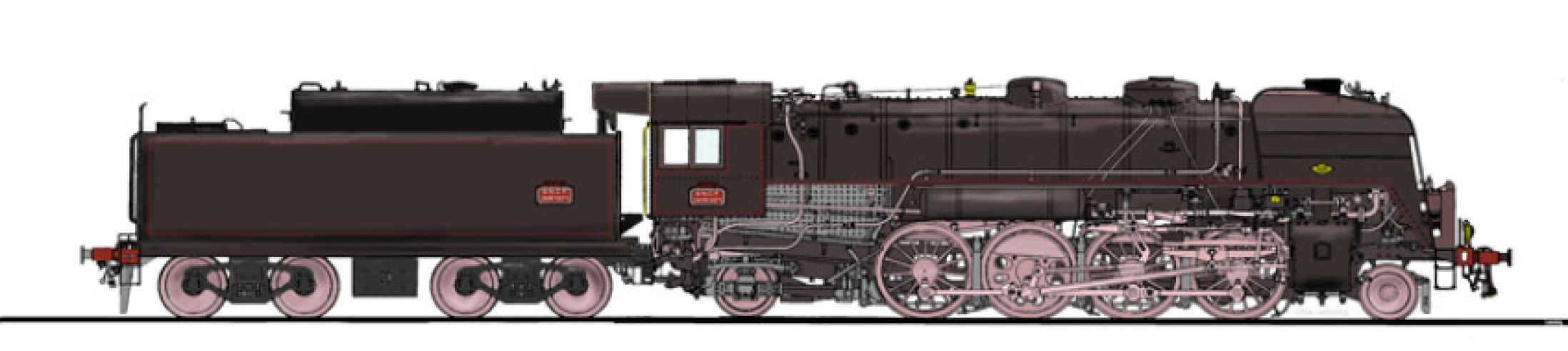 A very common "R", but here in a spoked drive wheel variant (except the 3rd axle with American "Boxpok" wheels) and Cole rear bissel. Black version with fuel tender. © IXO Collections SAS - Tous droits réservés. Crédits photo © Collection Trainsconsultant-Lamming