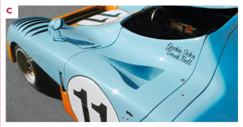 C. Details of the GR8's front end: the cut-out vents in the wings and the robust aerodynamic supports for the rear-view mirrors© IXO Collections SAS - Tous droits réservés.&nbsp;