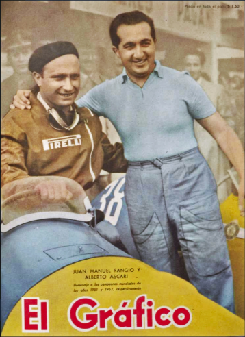 The Argentine sports magazine ‘El Gráfico’ celebrates the World Championship title of compatriot Juan Manuel Fangio (here with Alberto Ascari) in 1951 in the 159 Alfetta. © IXO Collections SAS - Tous droits réservés. Crédits photo © Lancia D.R.