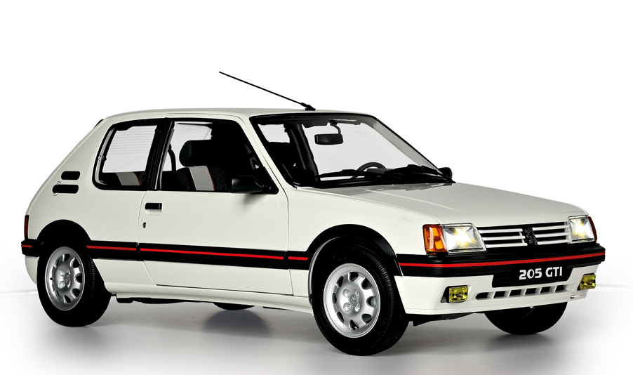 Rediscover the elegance of the Peugeot 205 GTI in its white livery