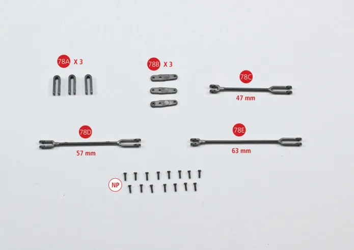 • 78A Fourche de connexion 1 (x 3)• 78B Fourche de connexion 2 (x 3)• 78C Fourche de connexion 3• 78D Fourche de connexion 4• 78E Fourche de connexion 5• Vis NP M1,2 x 4 (13 + 2)
