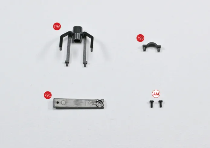 • 79A Support de câblage avant• 79B Support de câblage arrière• 79C Renfort de l’attelage• Vis AM M1,7 x 4 (1 + 1)