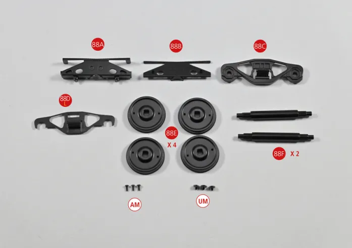 88A Renfort de châssis de bogie 188B Renfort de châssis de bogie 288C Flanc de châssis de bogie Bettendorf 388D Flanc de châssis de bogie Bettendorf 488E Roue (x 4)88F Corps d’essieu (x 2)Vis AM M1,7 x 4 (2 + 1)Vis UM M1,7 x 3 x 5,5 (2 + 1)
