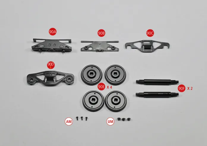 90A Refuerzo del chasis del bogie - 190B Refuerzo del chasis del bogie - 290C Chasis del bogie Bettendorf - lado 390D Chasis del bogie Bettendorf - lado 490E Rueda (x 4)90F Cuerpo del eje (x 2)Tornillo AM M1,7 x 4 (2 + 1)Tornillo UM M1,7 x 3 x 5,5 (2 + 1)