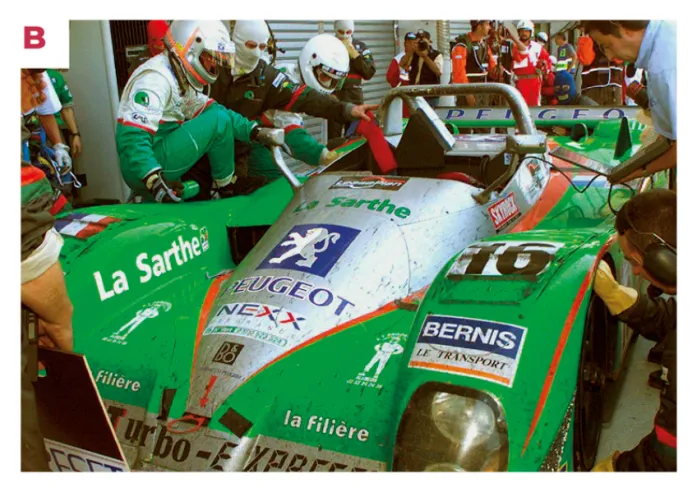 A. Pictured here is the 2001 Courage C60 driven by Frenchman Jean-Christophe Boullion during qualifying for the 24 Hours of Le Mans.© IXO Collections SAS - Tous droits réservés.
