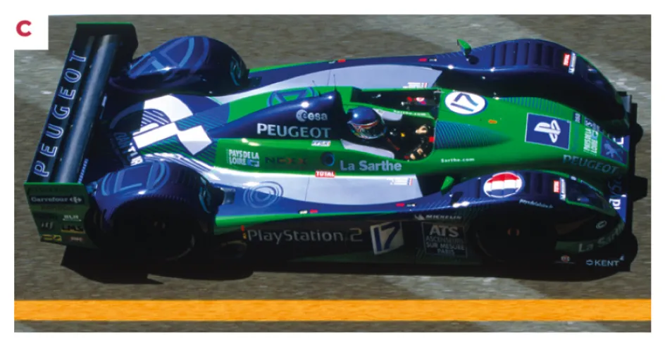 C. The 2003 season was the last for the Courage C60 Peugeot, as seen here from above during preliminary tests in early May at the Le Mans circuit.© IXO Collections SAS - Tous droits réservés.