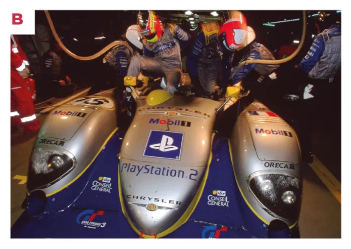 A. Dieses Bild zeigt eines der beiden Dallara SP1- Autos des britischen Rollcentre Racing Teams beim 1000-km-Rennen von Silverstone 2004, wo es den fünfzehnten Platz belegte.© IXO Collections SAS - Tous droits réservés.
