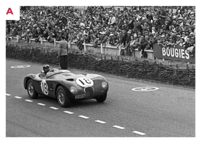 A. Der Typ C, der 1953 gewann. Er gewann nicht nur das Rennen, sondern stellte mit 304 Runden bei einer Durchschnittsgeschwindigkeit von über 170 km/h auch einen neuen 24-Stunden-Distanzrekord auf.© IXO Collections SAS - Tous droits réservés.