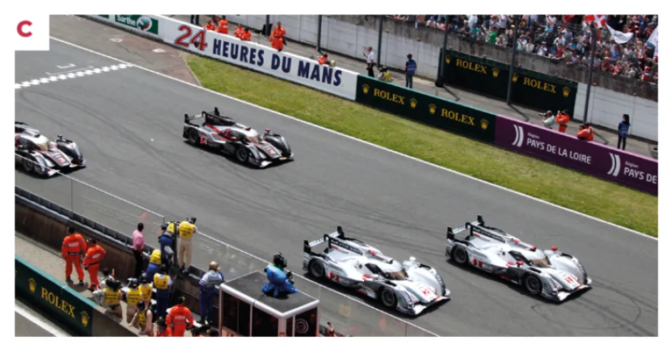 C. At the 2012 24 Hours of Le Mans, Joest and North America (official Audi teams) entered two R18 e-tron quattros and two R18 Ultras, taking the entire podium plus fifth place.© IXO Collections SAS - Tous droits réservés.