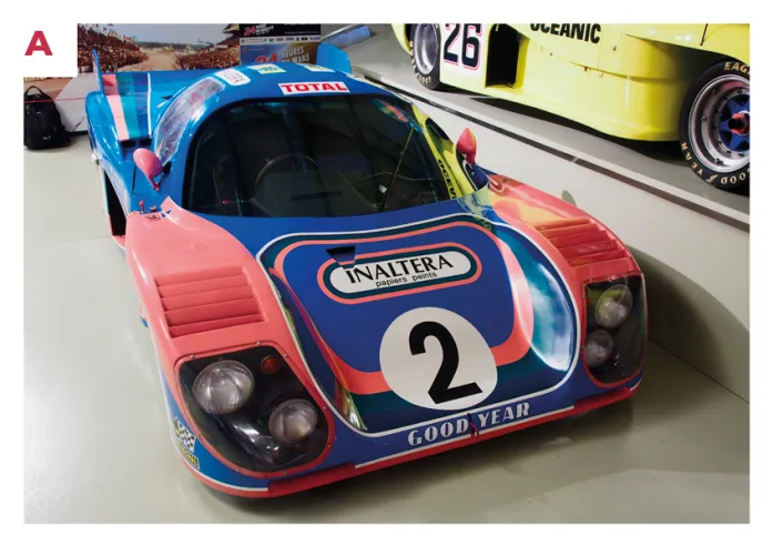 A. Der Inaltera LM77, der 1977 mit Lombardi/Beckers (die auch den Ladies' Cup gewannen) den 11. Platz bei den 24 Stunden von Le Mans belegte, befindet sich in der Sammlung des Museums der 24 Stunden von Le Mans.© IXO Collections SAS - Tous droits réservés. 