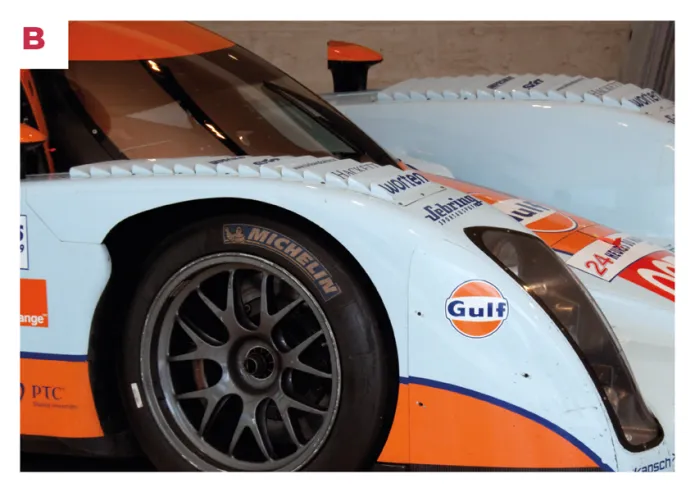 B. Die historischen Farben Blau und Orange von Gulf wurden 2008 von Aston Martin erneut für die DBR9 verwendet, mit denen das Unternehmen in der GT1-Kategorie teilnahm.© IXO Collections SAS - Tous droits réservés.&nbsp;