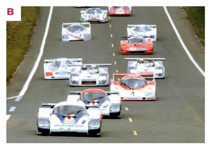 B. This image is characteristic of the 1982 Le Mans 24 Hours, where Porsche achieved a historic triplet victory.© IXO Collections SAS - Tous droits réservés. 