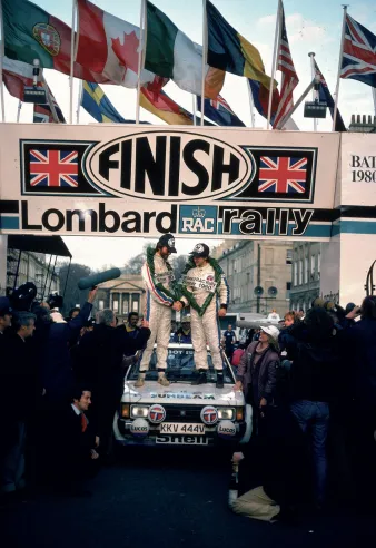 Above, Henri Toivonen and his British navigator Paul White celebrate their success in the 1980 Lombard RAC Rally in their Sunbeam Talbot Lotus, the Finn's first victory in the World Championship.© IXO Collections SAS - Tous droits réservés.