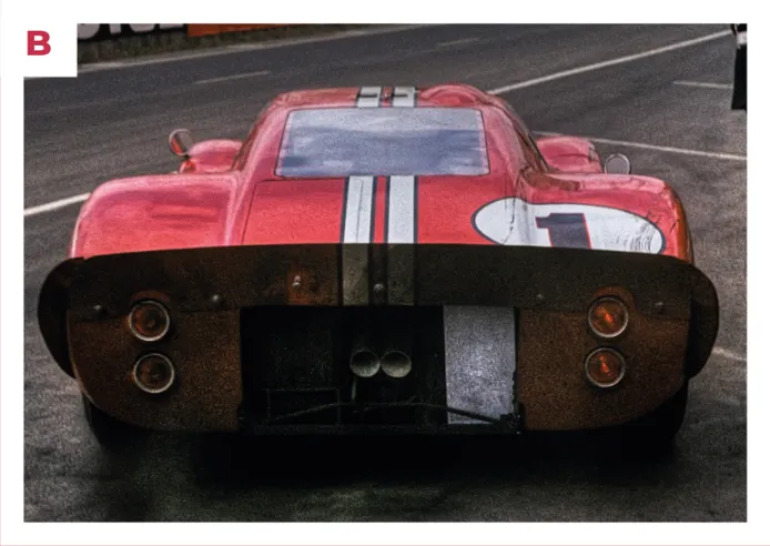 B. Um das Design der Karosserie perfekt zu machen, unternahmen Carroll Shelby und die Ingenieure von Ford im Januar 1967 fünf Testtage, um 25 verschiedene Lösungen auszuprobieren. © IXO Collections SAS - Tous droits réservés. 