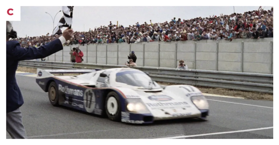 C. After its victory at Le Mans in 1987, this 962C appeared in the following edition, but in the yellow and red colours of Shell, before returning to the Rothmans livery as it made its way into the Porsche Museum. © IXO Collections SAS - Tous droits réservés.&nbsp;